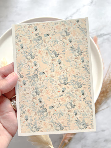 1 Sheet, Approx 13x90cm, Floral Print Water Decal Image Transfer for Polymer Clay / Ceramics